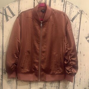 Express Women’s Copper Satin Bomber Jacket